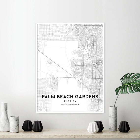 Palm Beach Gardens Map Print Palm Beach Gardens Map Poster Etsy