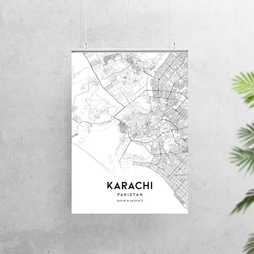 Karachi Map Print Karachi Map Poster Wall Art Karachi Etsy UK