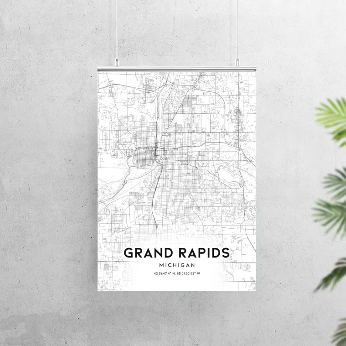 Grand Rapids Map Print Grand Rapids Map Poster Wall Art Mi Etsy