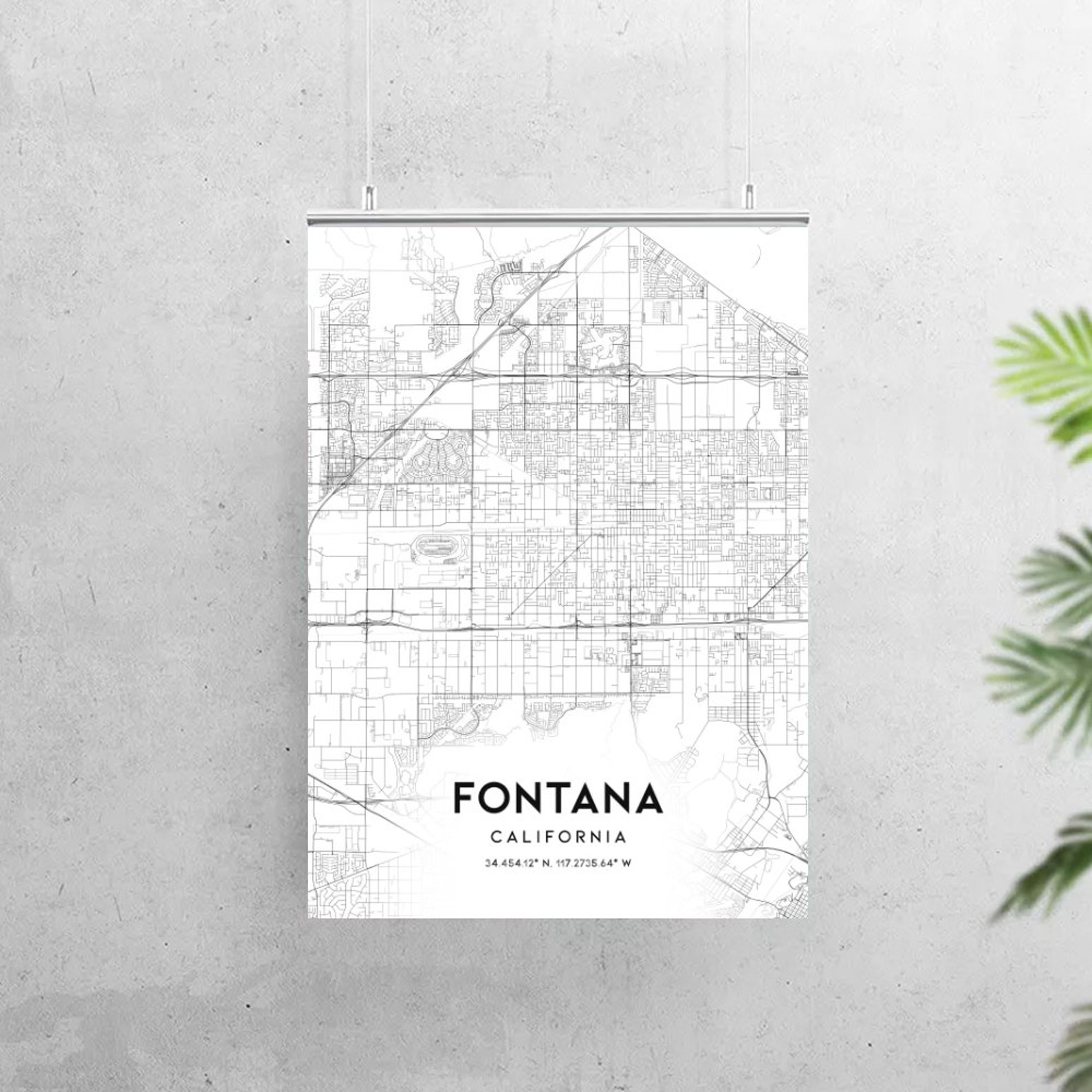 Fontana Map Print Fontana Map Poster Wall Art Ca United  Etsy