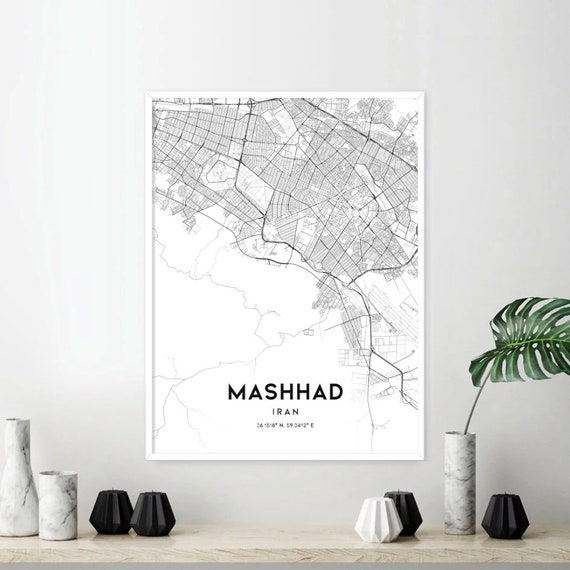 Mashhad Map Print Mashhad Map Poster Wall Art Mashhad Iran Etsy