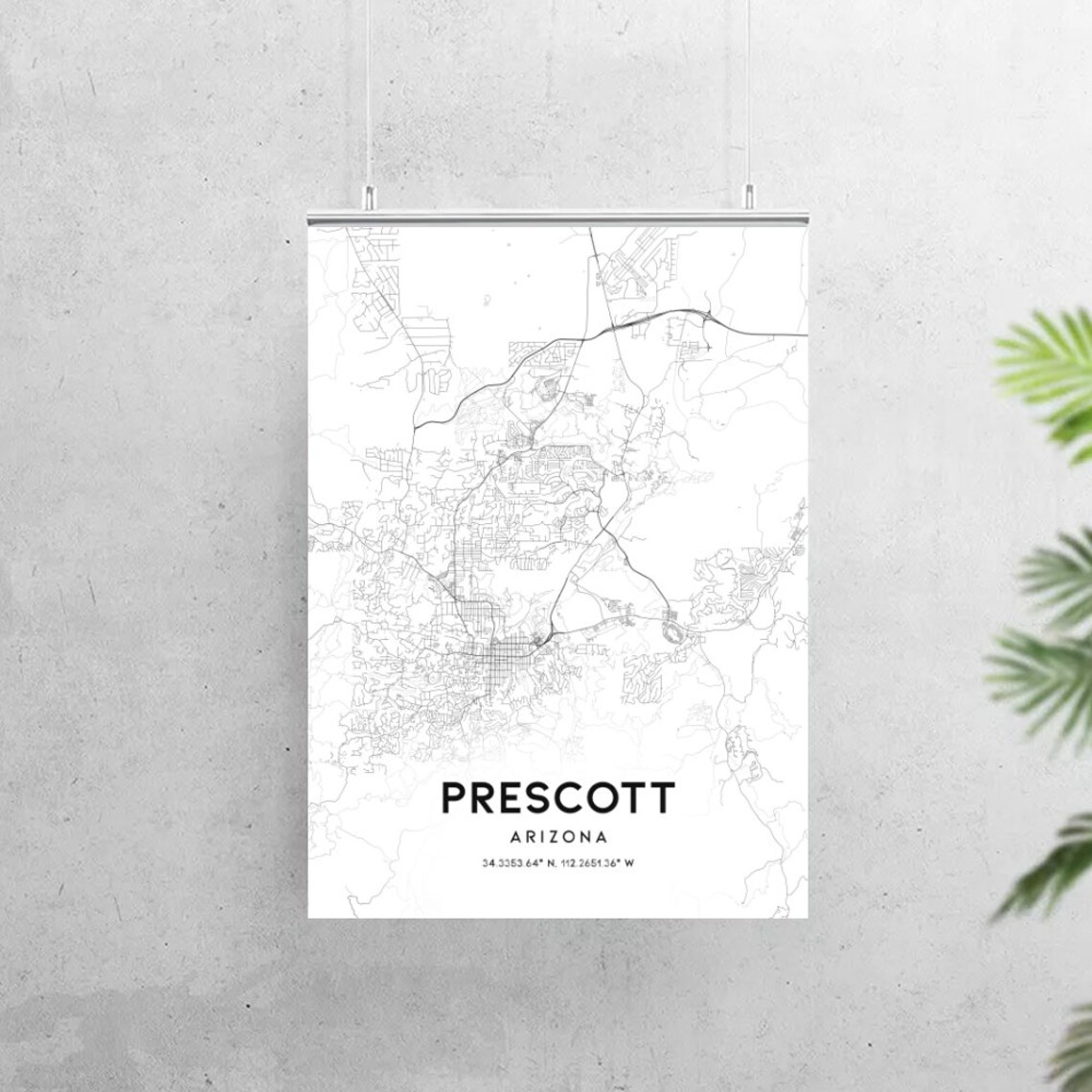 Prescott Map Print Prescott Map Poster Wall Art Az United Etsy