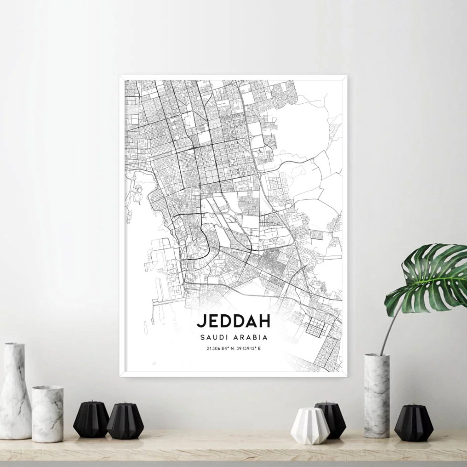 Jeddah Map Print Jeddah Map Poster Wall Art Jeddah Saudi Etsy