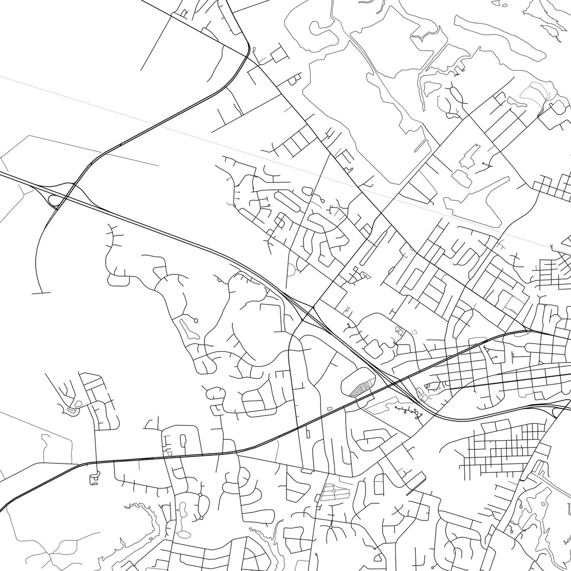 New Bern Map Print New Bern Map Poster Wall Art Nc United | Etsy