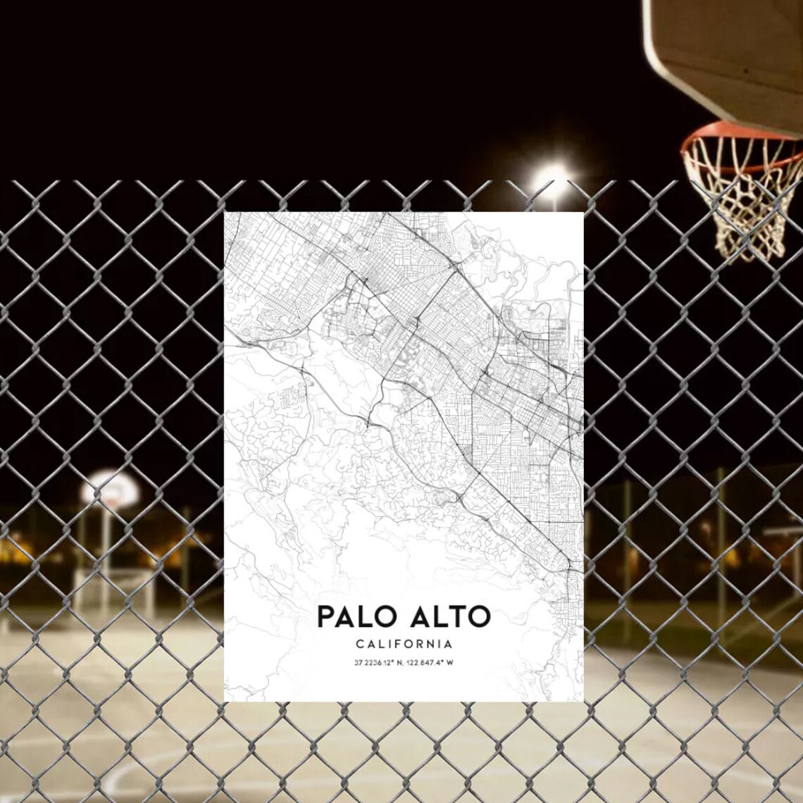 Palo Alto Map Print Palo Alto Map Poster Wall Art Ca