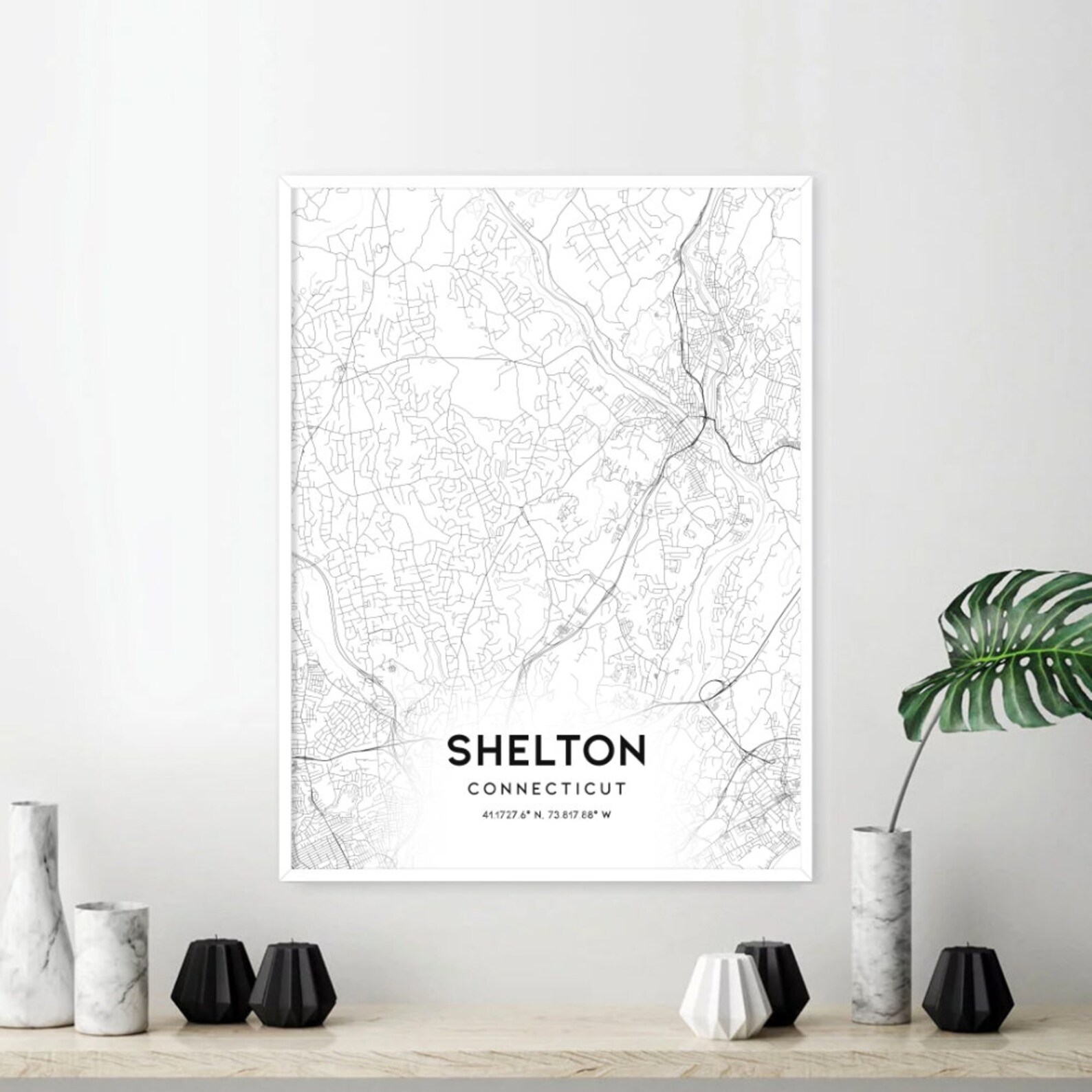Shelton Map Print Shelton Map Poster Wall Art Ct United Etsy