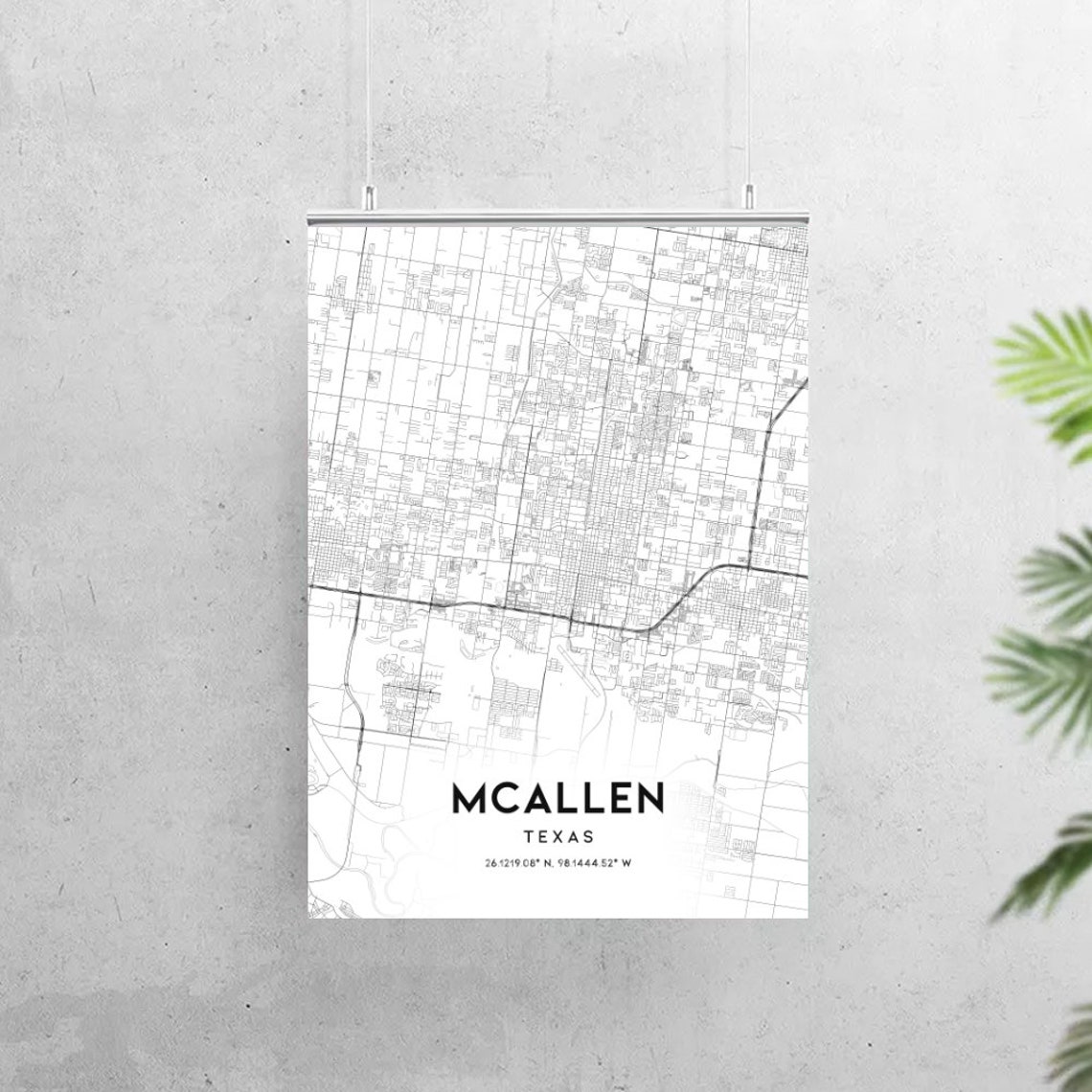 Mcallen Map Print Mcallen Map Poster Wall Art Tx United | Etsy