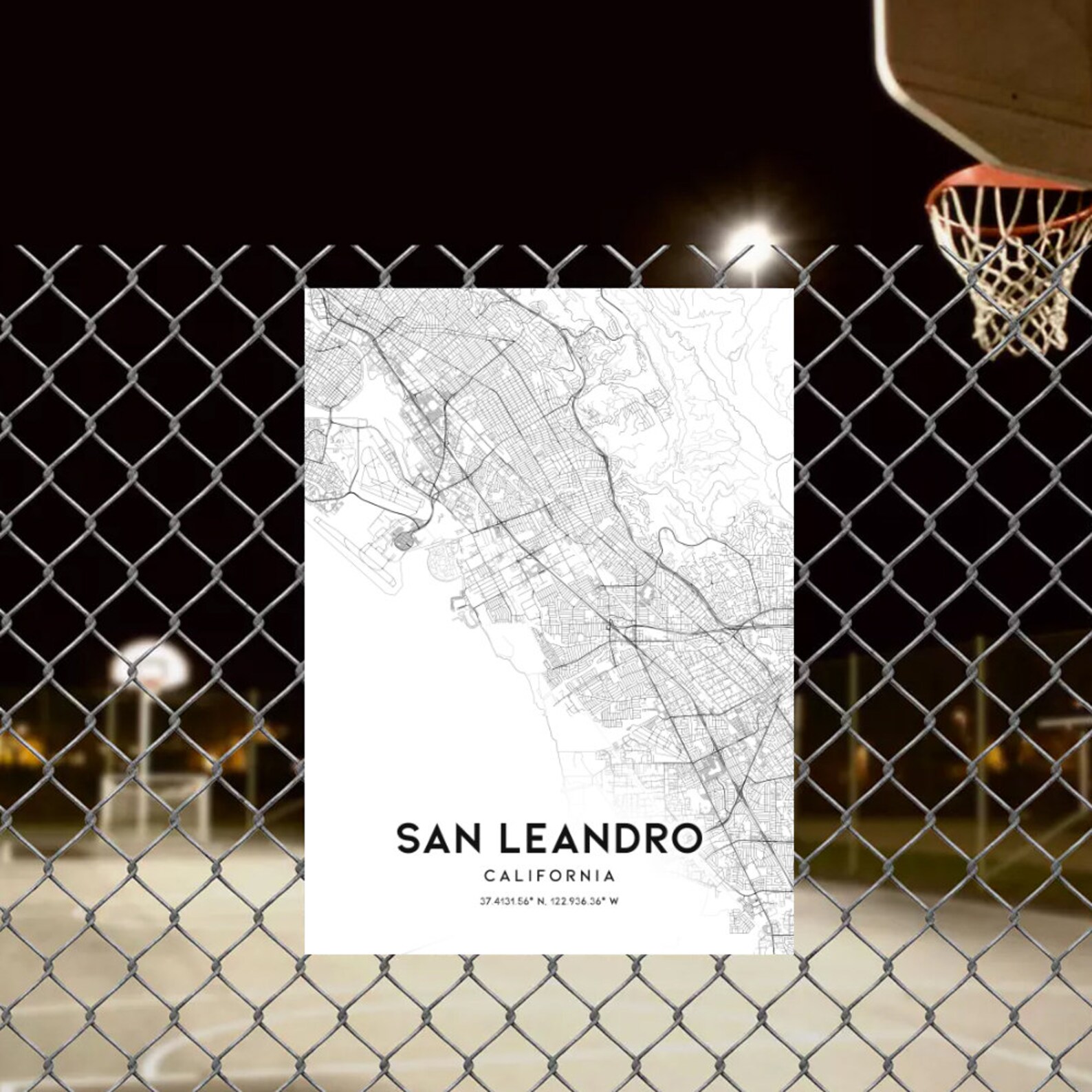 San Leandro Map Print San Leandro Map Poster Wall Art Ca Etsy