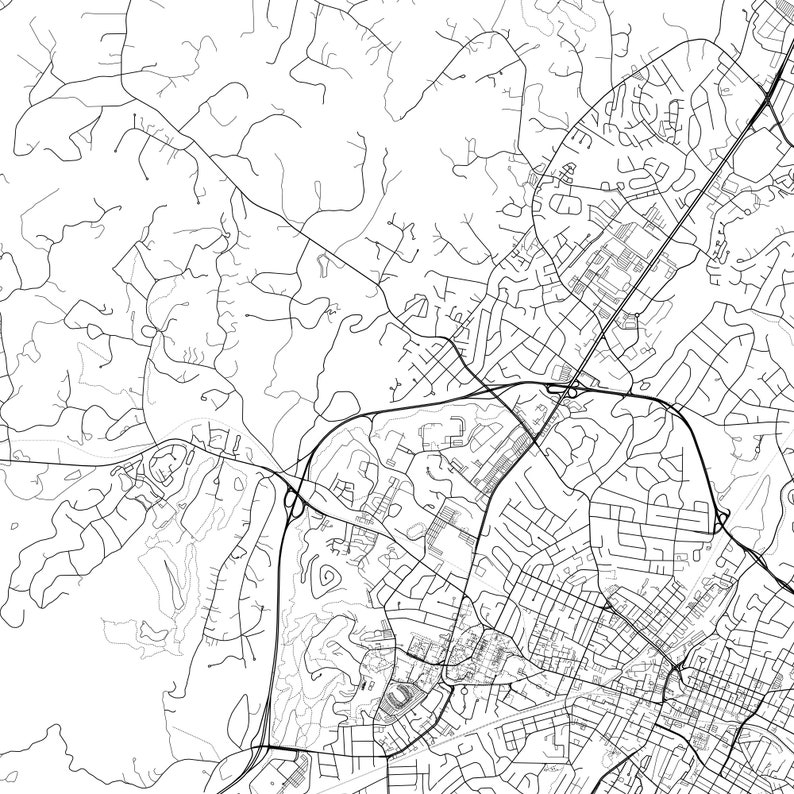 Charlottesville Map Print Charlottesville Map Poster Wall Etsy