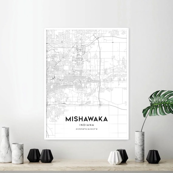 Mishawaka Map Print Mishawaka Map Poster Wall Art In United Etsy