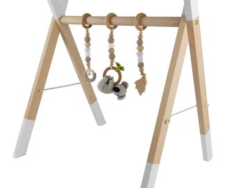 Juego trapecio arco bebé gimnasio madera con colgante conjunto de crochet  Koala Montessori mallilu®