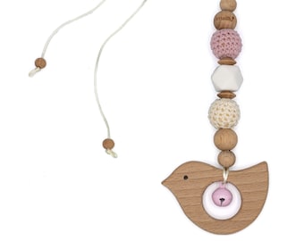 mallilu® MILA *pink* pendant for Maxi Cosi / baby seat with bird