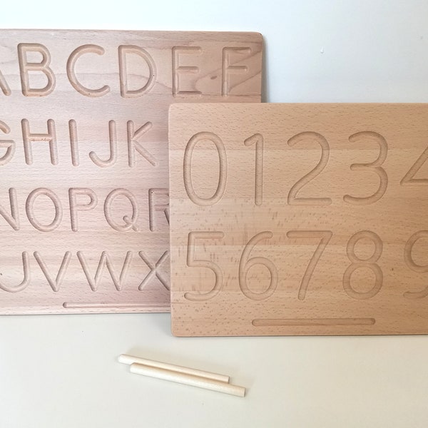 Montessori  Lernmaterial Buchstaben Tafel / ABC  und Zahlen Board Lernmitte aus Holz Set mallilu®