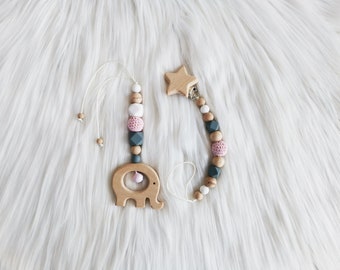 mallilu® *Ella set of 2 pink* Maxi Cosi / infant car seat pendant &pacifier chain