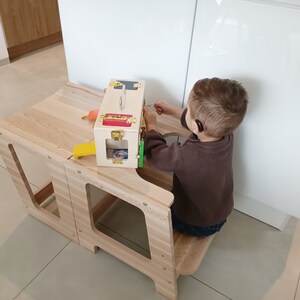 Küchenhelfer Turm Montessorie 2 in 1 Set Tisch und Lernturm in einem, Hocker mallilu® Bild 8