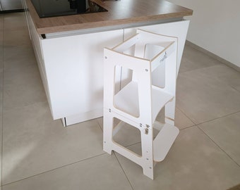 Küchenhelfer Turm Montessorie 2 in 1 Set Tisch und Lernturm in einem, Hocker mallilu®