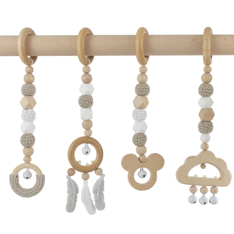 mallilu® Harper Spielbogen / Trapezspiel Anhänger, Spielzeuge Set für Baby Gym aus Holz Harper beige