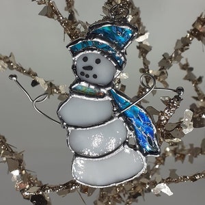 Stained Glass Snowman Ornament