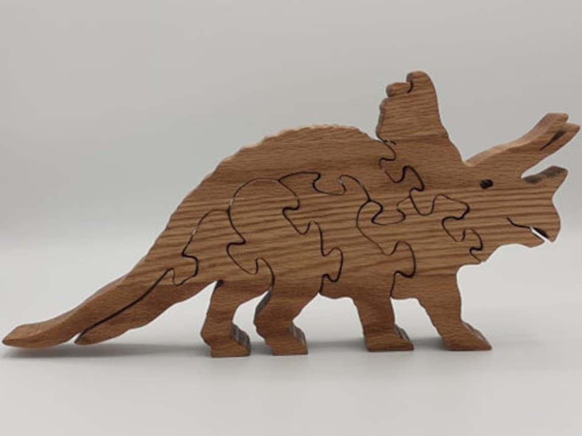 Wood Dinosaur Puzzle Etsy