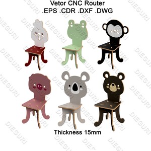 Tierstuhl - CNC Schablone Schneidedatei, Zuschnitt, Schablone Pflanzen, CNC-Fräser dxf-Pläne