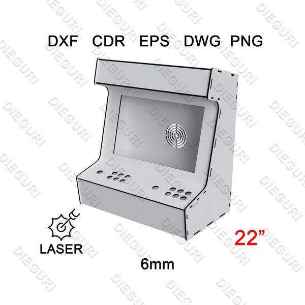 Arcade for CNC Laser, DXF download, 6mm - Laser cut (fliperama)