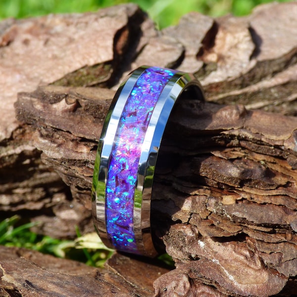 Lavender Opal Tungsten Ring