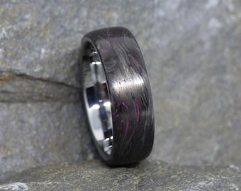 Purple infused Carbon Fiber and tungsten Ring