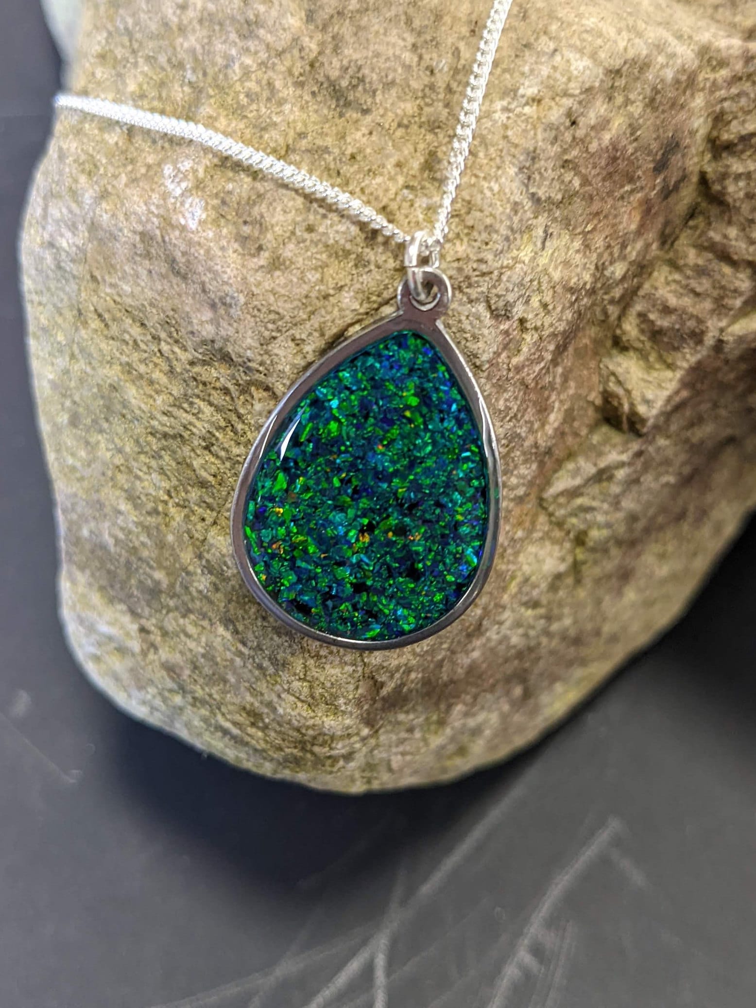 Dark Green Opal Pendant Etsy