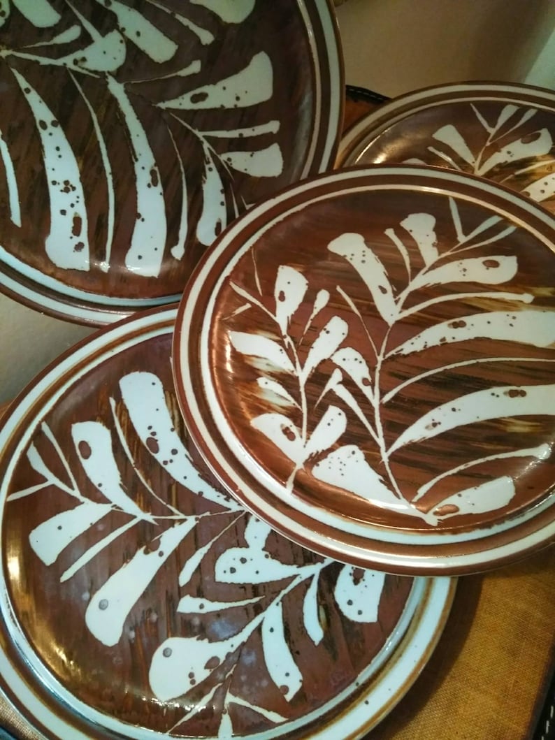 vintage Dining BOHO table /'70s home Decor bamboo pattern 4pc Plate Set bohemian Dinnerware vintage Ironstone plates mix /& match Plates