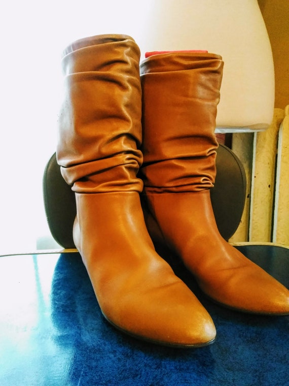 80's Vintage Boots, Italian Leather boots, short S