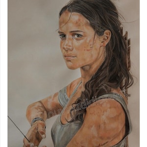 Alicia Vikander (Lara Croft, Tomb Raider), drawing (print)
