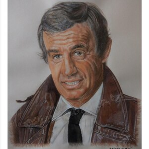 Jean-Paul Belmondo (Stanislas Borowitz) , &quot;Flic ou voyou&quot; drawing (print)