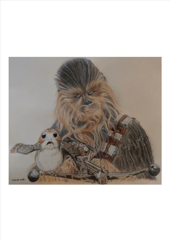 チューバッカとポーグ、『スター・ウォーズ/最後のジェダイ』の絵