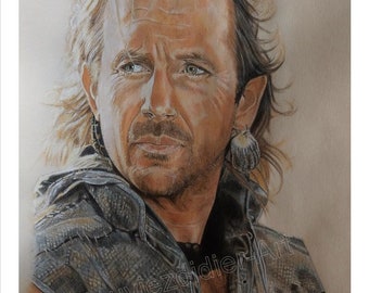 Kevin Costner -Waterworld- Movie drawing (print)