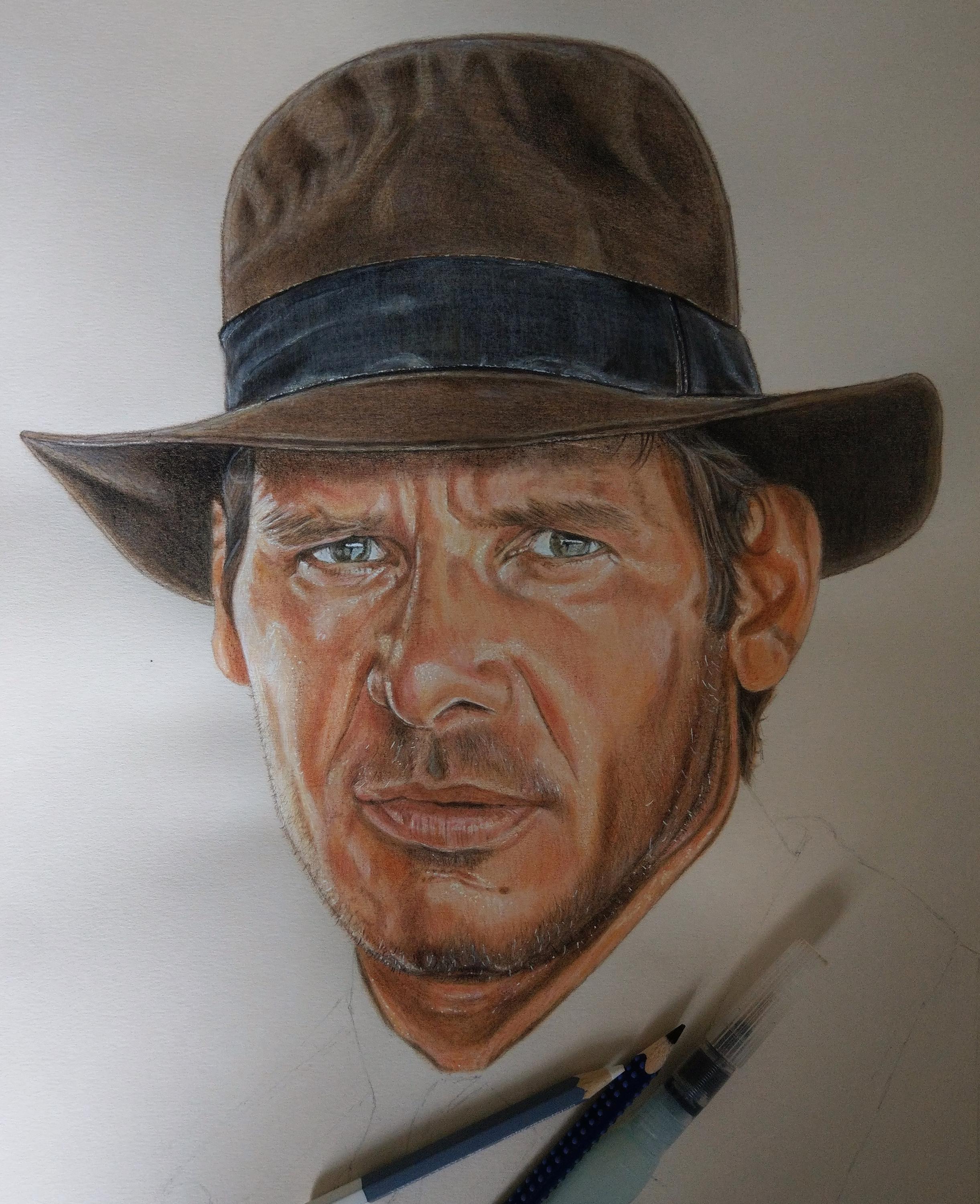 インディ・ジョーンズ 水彩鉛筆画 プリント：ハリソン・フォード