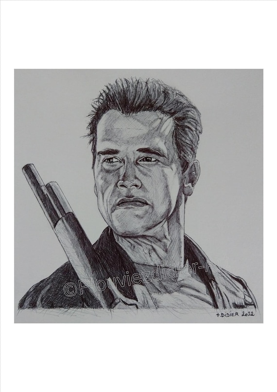 Terminator Arnold Schwarzenegger dibujo impresión - Etsy España