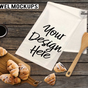 Kitchen Towel Mockup, Flour Sack Towels Mockup, White Towel Mockup, Farmhouse Tea Towel Mockup