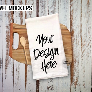 Kitchen Towel Mockup, Flour Sack Towels Mockup, White Towel Mockup, Farmhouse Tea Towel Mockup