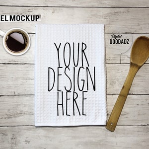 Waffle Kitchen Towel Mockup, Waffle Style Tea Towel Mockup, White Towel Mockup, Tea Towel Mockup