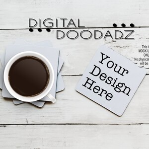White Coaster  Mockup, Coaster Mockup, Sublimation Coaster Mockup, Styled Stock Image JPG, 4"x4" Square Coaster Mockup, Sublimation Blank