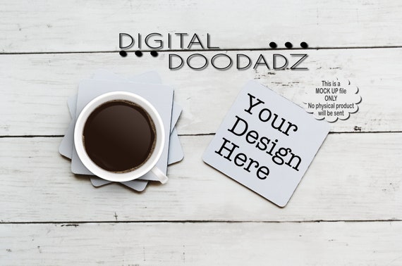 White Coaster  Mockup, Coaster Mockup, Sublimation Coaster Mockup, Styled Stock Image JPG, 4"x4" Square Coaster Mockup, Sublimation Blank