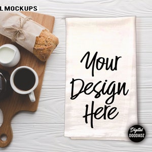 Tea Towel Mockup, Flour Sack Towels Mockup, White Towel Mockup, Farmhouse Tea Towel Mockup