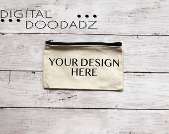 Makeup bag mockup, canvas bag mockup, makeup bag display, blank DIY craft bag mockup, canvas pen case mockup, 8x4 inches mockup bag