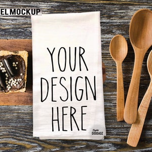 Kitchen Towel Mockup, Flour Sack Towels Mockup, White Towel Mockup, Farmhouse Tea Towel Mockup