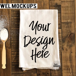 Tea Towel Mockup, Flour Sack Towels Mockup, White Towel Mockup, Farmhouse Tea Towel Mockup