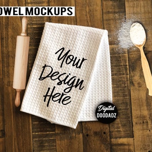 Tea Towel Mockup, Flour Sack Towels Mockup, White Towel Mockup, Farmhouse Tea Towel Mockup