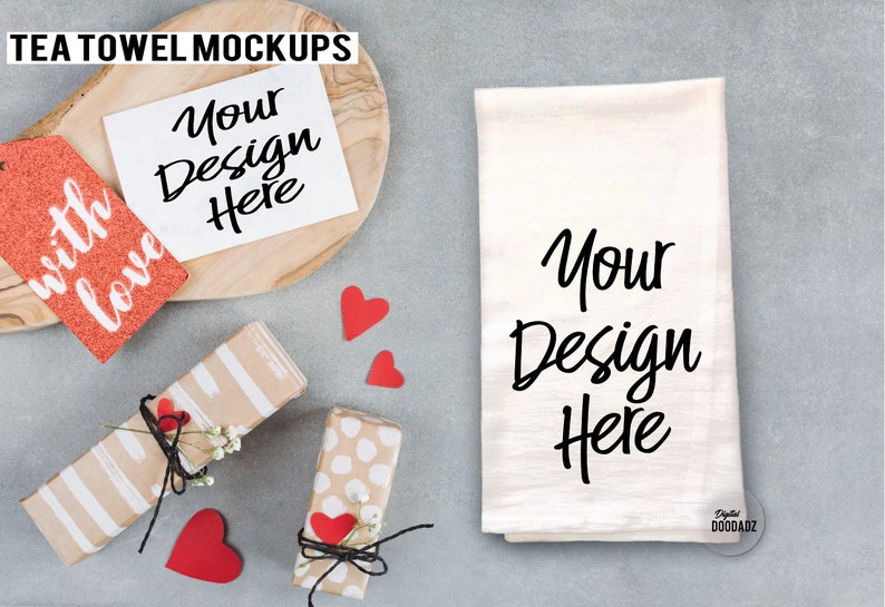 Download Valentine Kitchen Towel Mockup Flour Sack Towels Mockup | Etsy