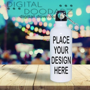 Stainless Steel White Water Bottle Mockup, Mockup, Stock Photo, Stage Setter, Bottle Mockup