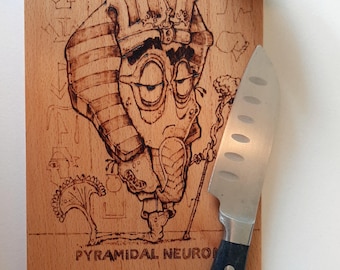 Pyramidal neuron handcrafted beechwood chopping board