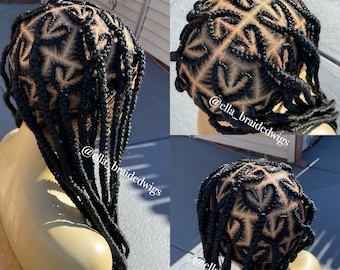 Heart conrow breaded wigs faux locs dreadloc wig box braided wig Senegalese twists braided wigs for black women knotless braided wigs